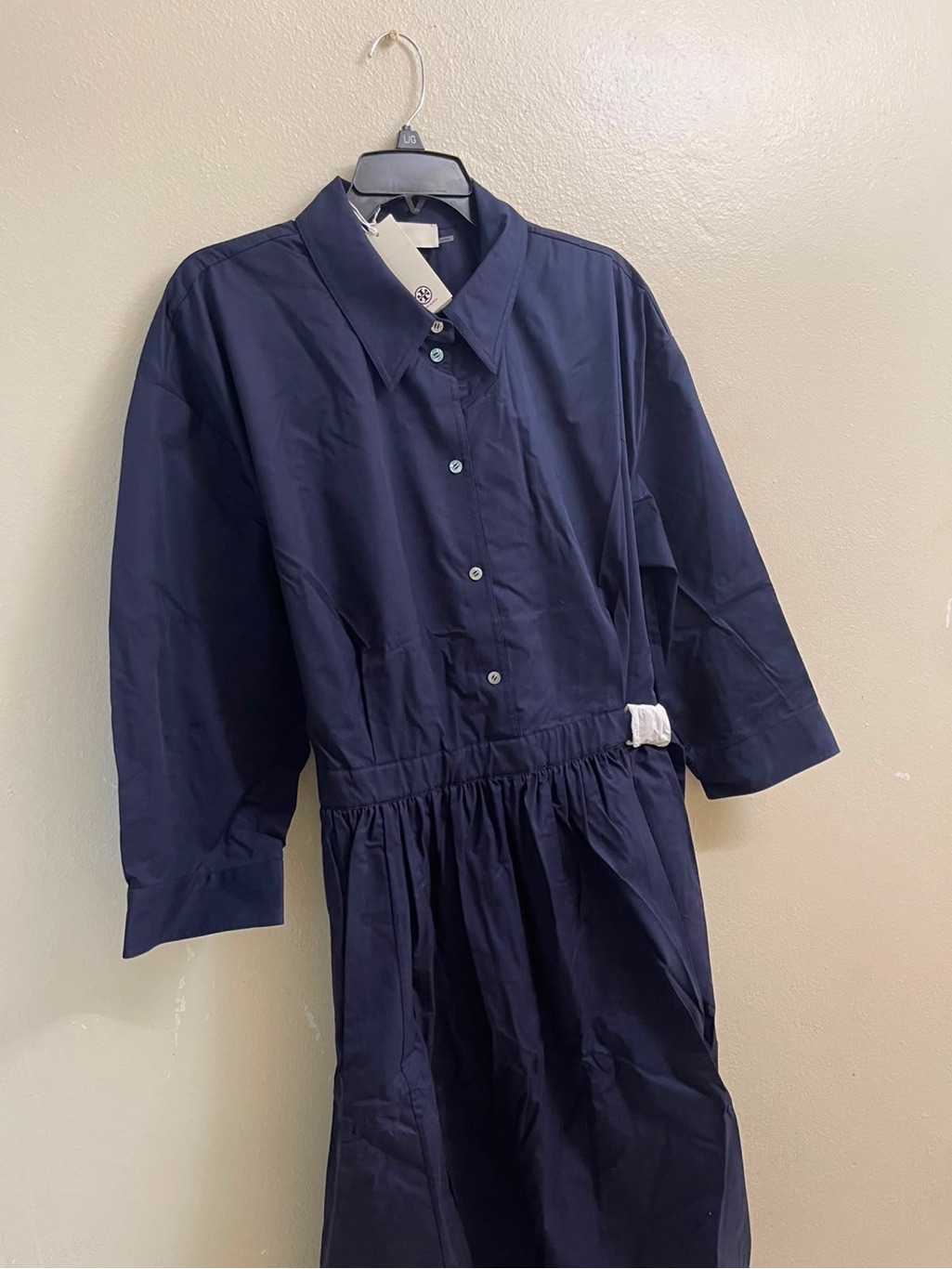Tory Burch Navy Button-Front Shirt Dress